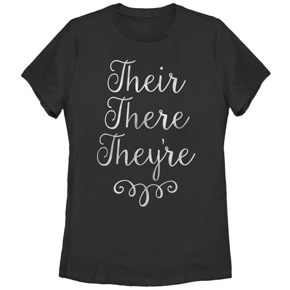 Women's Lost Gods Their There They're Grammar  Graphic Tee Black Medium