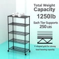 thumbnail image 3 of Jopath 5-Tier Wire Storage Shelves with Wheels,Adjustable Storage Units,1250 lb Load Capacity,30" D x 14" W x 63" H,Black,2 Pack, 3 of 7