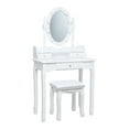 thumbnail image 1 of Pemberly Row MDF Vanity Dressing Table Set with 2 Side Drawers in White, 1 of 10