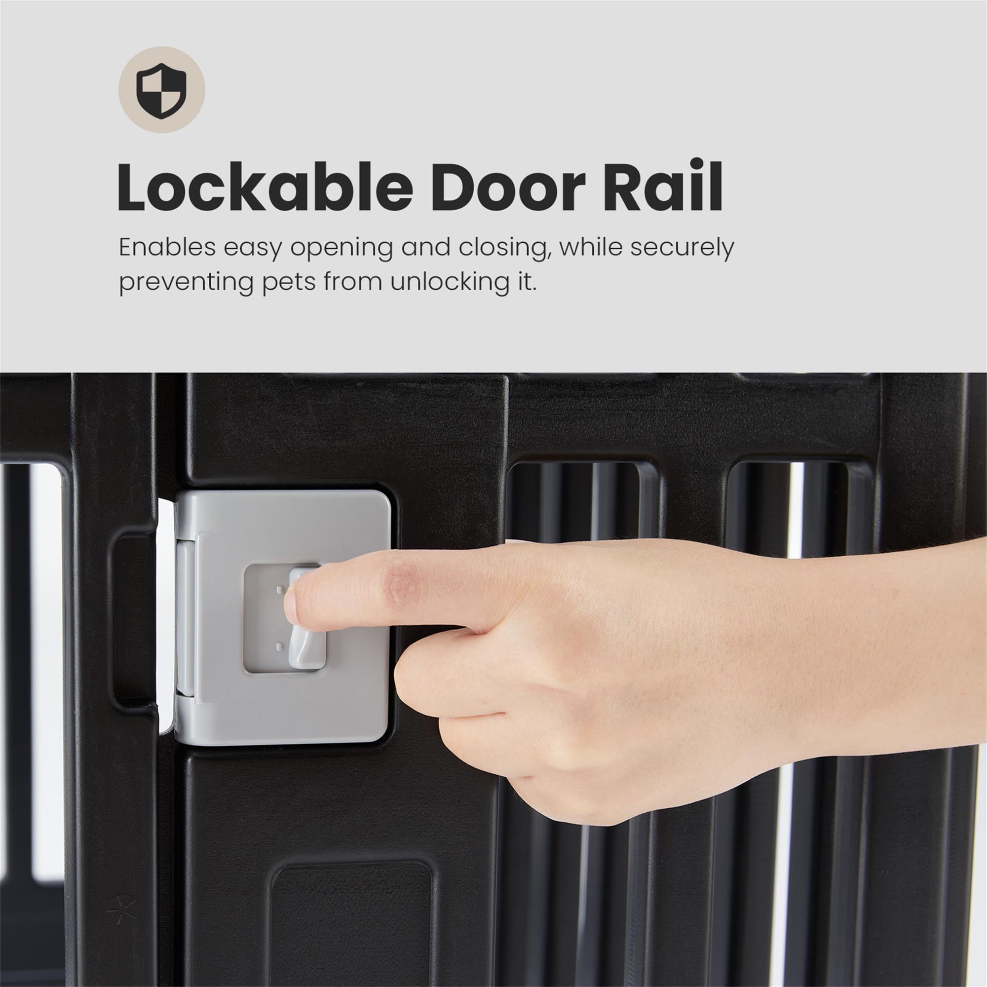 Pefilos 24" Dog Playpen 4-Panel Adjustable Folding Portable Pet Fence for Small to Medium Dogs Indoor Outdoor Use, Black