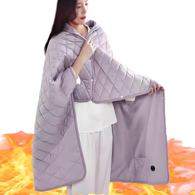 Couverture Chauffante Sans Fil, Jeté Extérieur Doux et Portable avec 3 Réglages de Chaleur, Lavable à la Machine, 47x55 Po