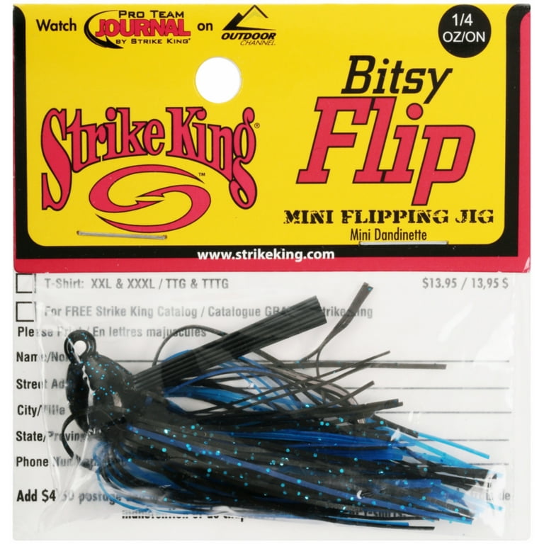 Strike King Bitsy Flip Jig 1/4oz Black Blue Bass Jig