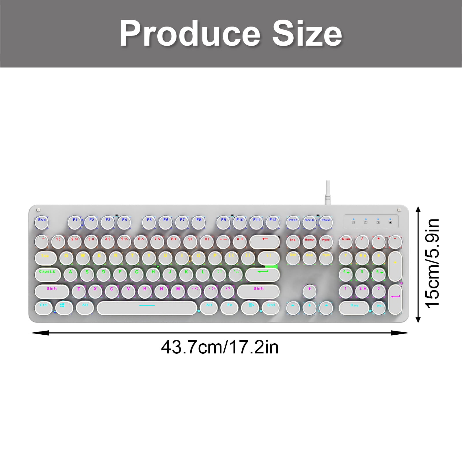 LED Illuminates Mechanical Keyboard Backlits Effects Hot Swappable Switches ABS Keycaps Wire Type C Connection