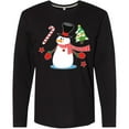 thumbnail image 3 of Inktastic Top Hat Snowman with Christmas Tree and Candy Cane Long Sleeve T-Shirt, 3 of 5