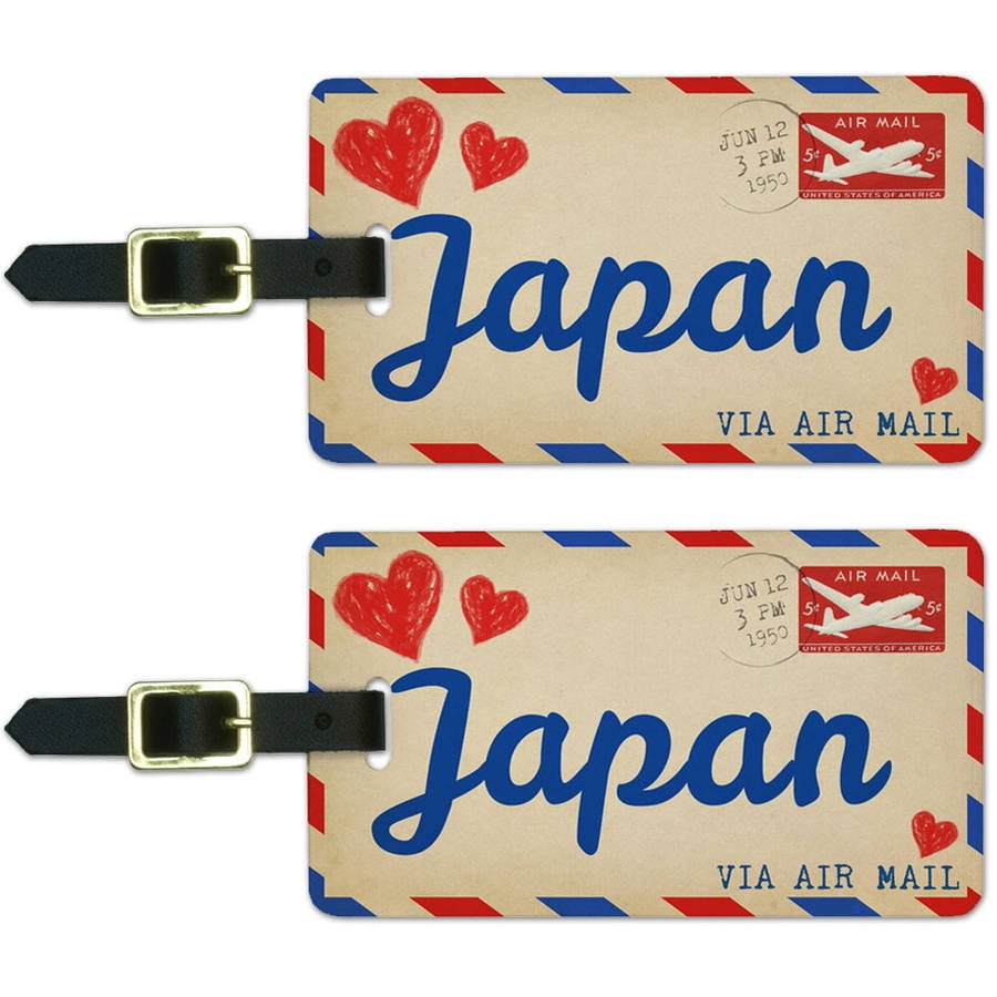 Air Mail Postcard Love for Japan Luggage Suitcase CarryOn ID Tags, Set