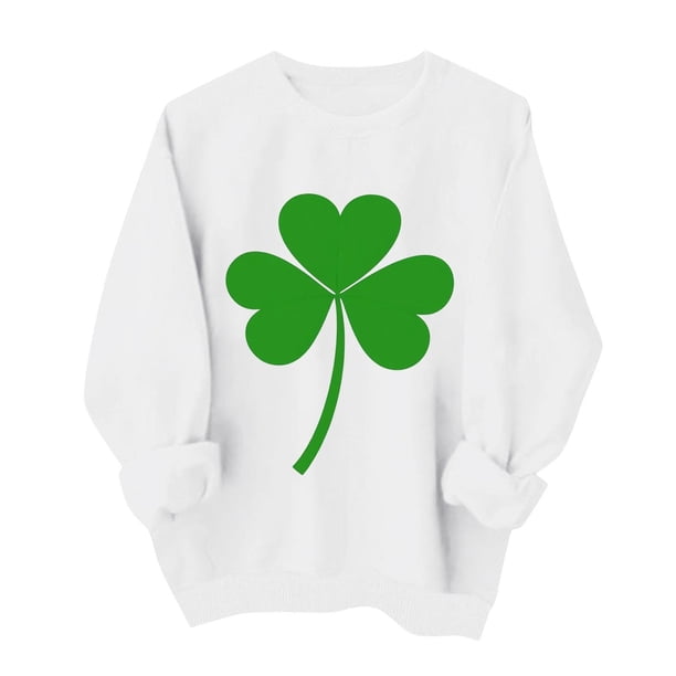 Suéteres de Manga Larga de Mujer con Cuello Redondo Impreso Suelto Casual para la Fiesta Del Día de San Patricio Y el Uso Diario