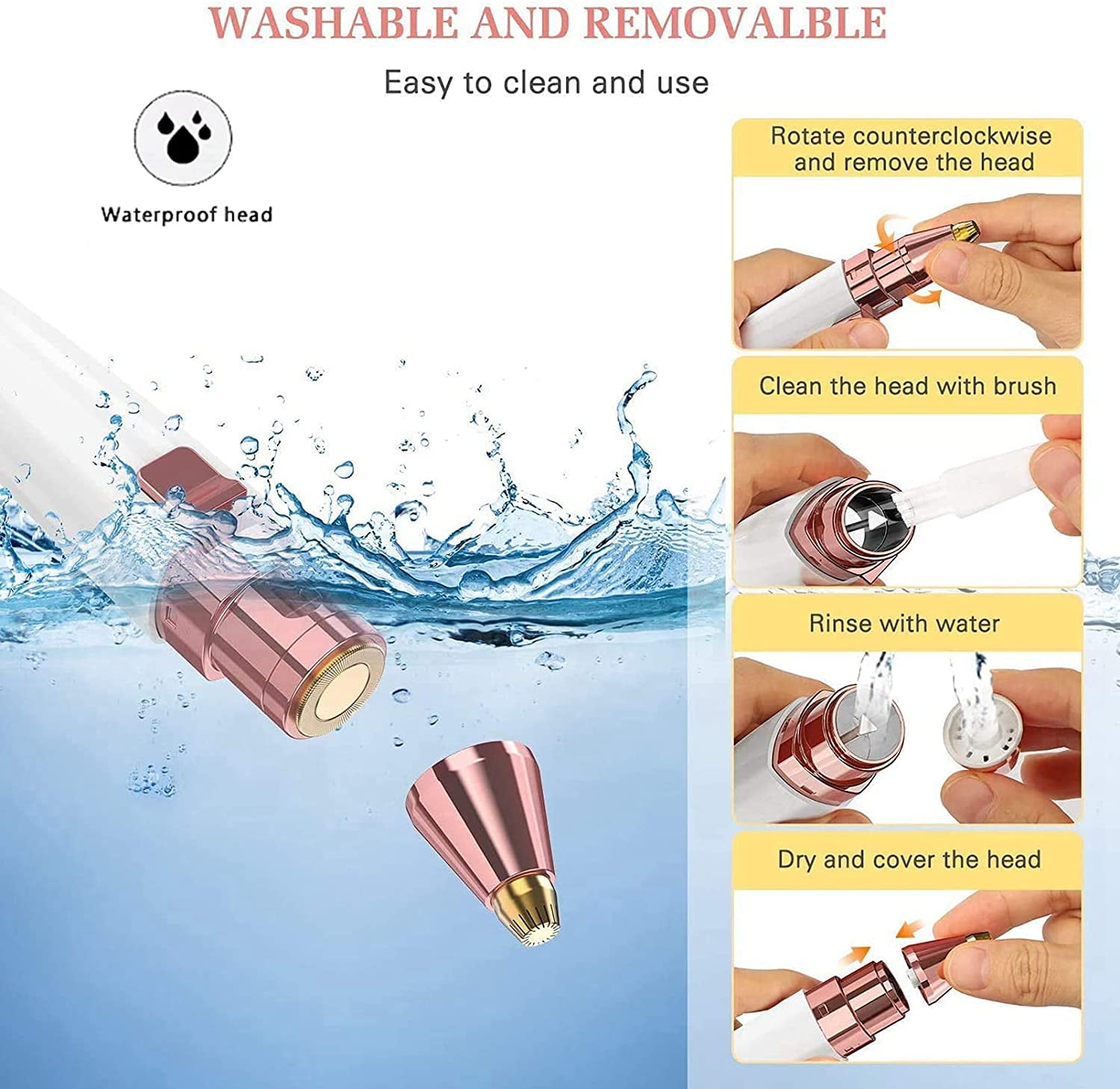 Facial Hair Remover for Women,Nose Trimmer Rechargeable 2-1 Eyebrow Razor Portable Electric Shaver Painless Device Face Nose Peach Fuzz Body Beard Lips Chin Female Removal