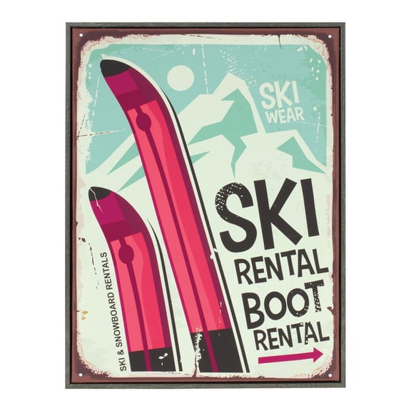 Melrose "Ski Rental Boot Rental" Christmas Wall Sign - 15.5" - Red and Blue