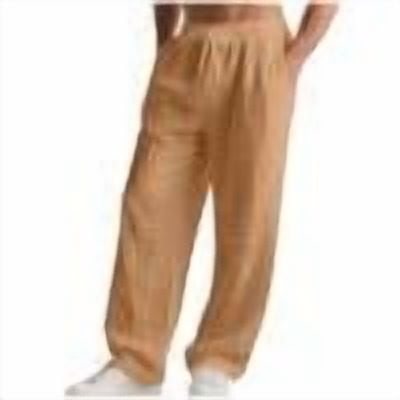 Mens Linen Pants Yoga Beach Loose Fit Casual Breathable Elastic Waist Drawstring Baggy Trousers with Pockets (XL, Yellow)