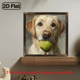 thumbnail image 2 of Labrador retriever and tennis ball Wooden Framed Canvas painting High quality Wall Art Prints Canvas Direct hanging Wall Picture Decor Home Gifts, living room.wooden board painting, 2 of 9