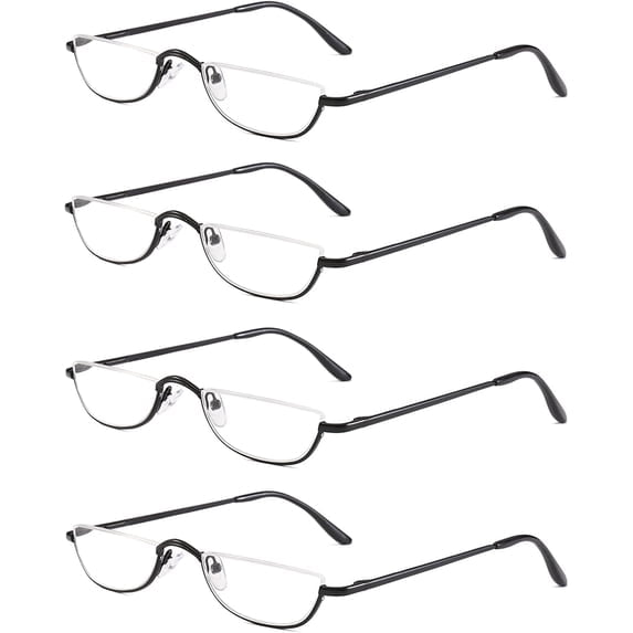 Half Reading Glasses Half Rim Lightweight Metal Frame Presbyopic Readers With Spring Hinge For Men And Women Unisex Eyewear 4 Pairs