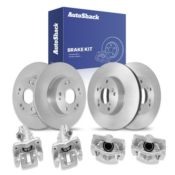 AutoShack Front Vented & Rear Solid Brake Rotors   Calipers 8-PC Brake Kit Replacement for 2013-2015 Acura ILX