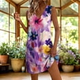 thumbnail image 2 of Summer Beach Dresses for Womens 2026 Fashion Plus Size Print Sleeveless V-neck Loose Pocket V-neck Casual Dress, 2 of 8