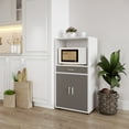 thumbnail image 4 of Lavish Home Rolling Microwave Stand - Kitchen Storage Cart, White and Gray, 4 of 8