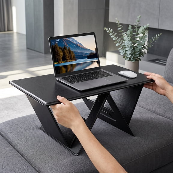 WRISTBIQUE Portable Folding Car Laptop Desk with Non- , Versatile Use for Travel, Work, and Study, Black