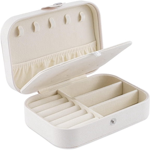 Travel Jewelry Box, PU Leather Small Jewelry Organizer for Women , Double Layer Portable Mini Travel Case Display Storage Holder Boxes for Stud Earrings, Rings,Necklaces,Bracelets