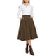thumbnail image 2 of Falda de pana para mujeres, con botones en la parte delantera, de cintura alta, vintage, elástica, en línea A, acampanada, casual, midi, con bolsillos, XL, marrón, 2 of 6