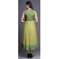 thumbnail image 4 of Bimba Robe Anarkali Mandala Vert Olive Col Mandarin Sans Manches Kurtis pour Femmes Imprimé Robe Maxi X-Small, 4 of 6