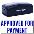 thumbnail image 1 of Large Pre-Inked Narrow Font Approved for Payment Stamp, Slim 1854, Ultra Slim Design, Impression Size 1-13/16" by 2-1/2", Up to 25,000 Impressions - Blue Ink, 1 of 10