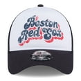 thumbnail image 2 of Women's New Era White/Navy Boston Red Sox Throwback Team Foam Front A-Frame Trucker 9FORTY Adjustable Hat, 2 of 6
