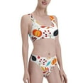 thumbnail image 2 of Daiia Autumn Pumpkins Fall Leaves printed 2 piece Swimsuit Bikinis for Women High Waisted Racerback Bathing Suits Summer Tummy Control Scoop Neck Swimwear-X-Large, 2 of 8