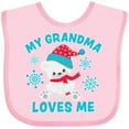 thumbnail image 3 of Inktastic Polar Bear My Grandma Loves Me in Santa Hat with Snowflakes Boys or Girls Baby Bib, 3 of 4