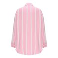 thumbnail image 5 of Lenpel Women's Oversized Button down Shirts Long Sleeve Collared Curved Hem Pleated Striped Tunic Tops Loose Casual Blouses(Pink,X-Large), 5 of 7