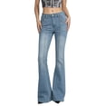 thumbnail image 3 of Women's High Waisted Light Wash Wide Leg Distressed Denim Jeans, 3 of 9
