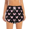 thumbnail image 4 of Lsque Gradient Butterfly Printed Women's Running Shorts with Liner Pockets,Elastic Quick Dry Workout Athletic Gym Yoga Shorts,Womens High Waist Shorts-Medium, 4 of 9