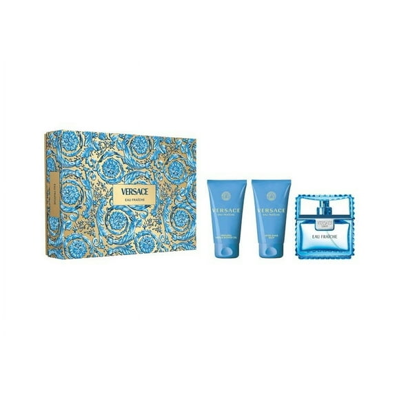 Versace Man Eau Fraiche 3 piece Gift Set 1.7 oz EDT  1.7 aftershave  1.7 gel NIB