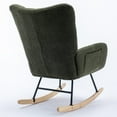 thumbnail image 4 of Rocking Chair with Pocket, Soft Teddy Fabric Rocking Chair for Mom and Baby, Upholstered Comfy Wingback Rocking Chair with Solid Wood Base and High Backrest for Nursery Bedroom Living Room, Green, 4 of 9