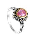 thumbnail image 4 of CHOOSE YOUR COLOR Bezel Pink CZ Teardrop Bali Bead Ring .925 Sterling Silver Band Female Size 9, 4 of 4