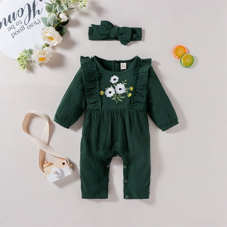 

Zukuco Newborn Baby Girls Clothes Set Floral Print Ruffled Sleeve Romper Bodysuit Baby Jumpsuit Onesie Outfits