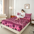 thumbnail image 4 of Homewish Girly Pink Cheetah Print Twin Sheet Sets, Chic Fashion Polkadots Twin Fitted Sheet, Romantic Anniversary Flat Sheet, Breathable Home Decor, 3pcs, 4 of 7