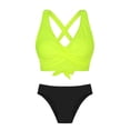 thumbnail image 6 of Women's High Waisted Bikini Sets Two Piece Swimsuit Tummy Control Bathing Suit V Neck Swimwear Swim Suit Yellow XL(XL), 6 of 6
