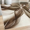 thumbnail image 1 of Abstract Decorative Rug, Geometrical Smoke Like Striped Huge Flower Floral Design Work of Art, Quality Carpet for Bedroom Dorm and Living Room, 6 Sizes, Umber Cocoa, by Ambesonne, 1 of 4