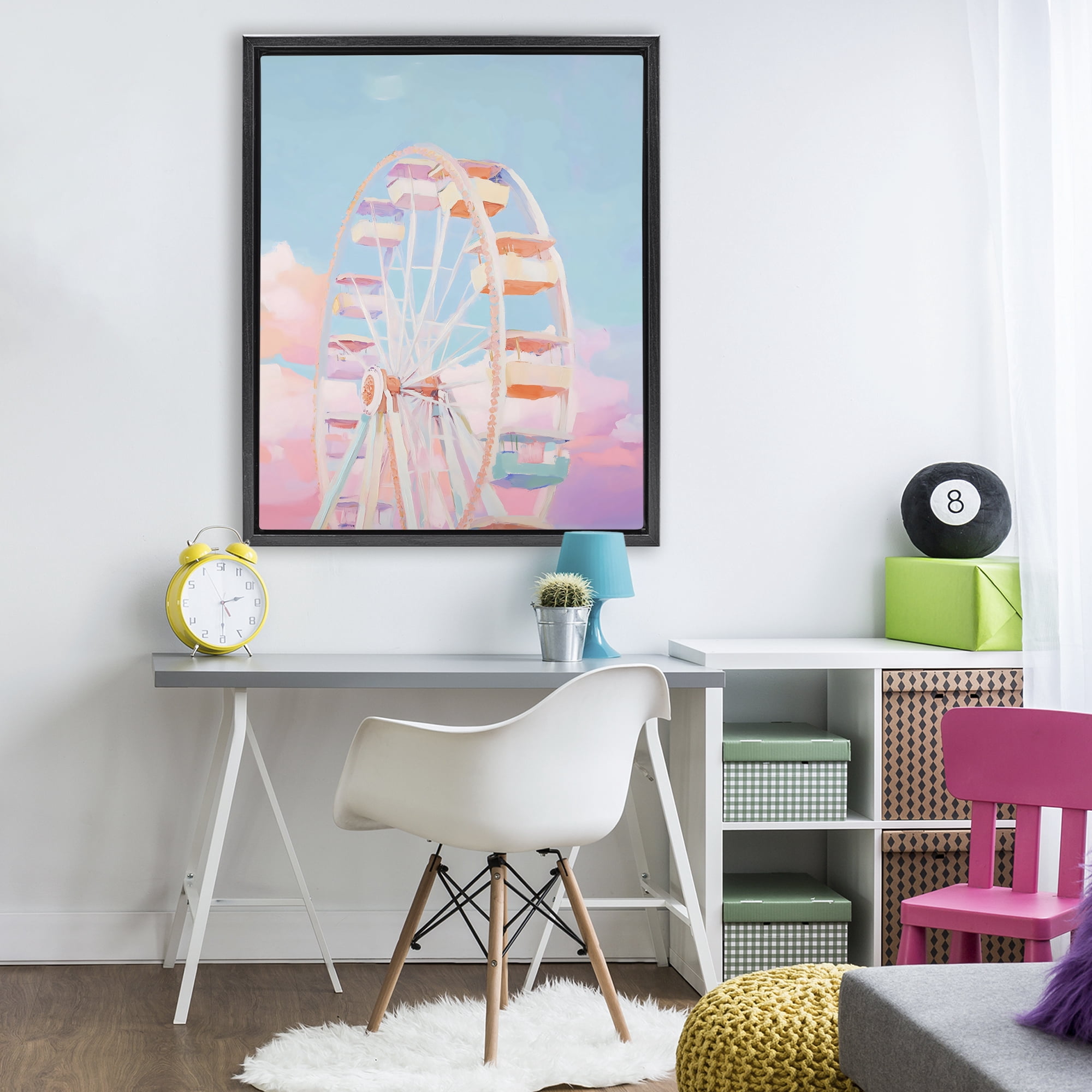 Stupell Industries Ferris Wheel & Cotton Candy Sky Black Framed Floater Canvas Wall Art, design by The Prints Vibe