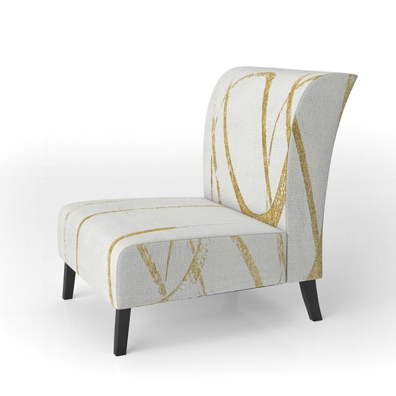 Designart "Gold Abstract Geometric Shape" Upholstered Modern Accent Chair - Arm Chair