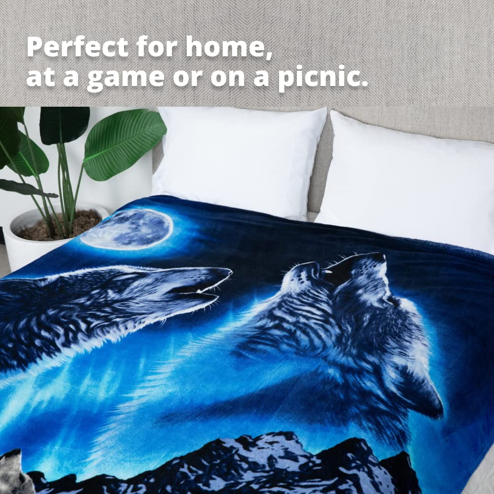 Dawhud Direct Superweiche Wolf-Plüschdecke – Queen Size (ca. 190 X 229 Cm), 100 % Polyester, Kuschelweich Für Couch, Bett & Camping