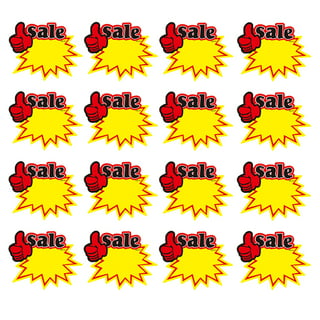 Blank Starburst Sale Signs Price Tags Paper Pricing Labels 180x140mm Yellow  for Retail, Pack of 27 
