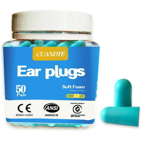 

Soft Foam Ear Plugs 50 Pair Nrr 32 Earbuds For Sleeping Loud Noise Snoring Concerts Travel Studying Construction Work Shooting Hearing Protection Blue Reusable