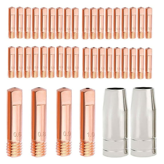 42Pcs For Mig Welding Contact Tips 0.6/0.8/0.9/1.0Mm For 15Ak Torch Kits Nozzles