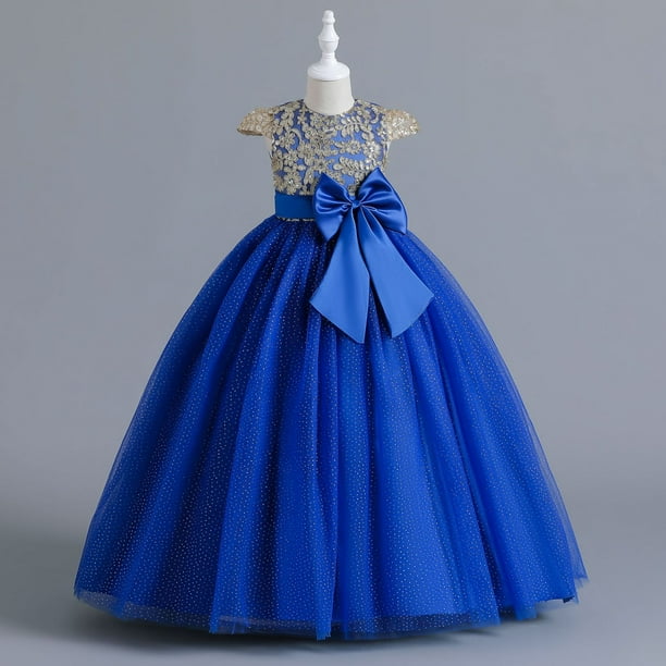 Vestido largo grande para niñas, vestido de princesa de malla, vestido con lazo, vestido de princesa