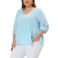 thumbnail image 4 of Unique Bargains Women's Plus Size Chiffon Tops Babydoll Swiss Dots Blouses, 4 of 5