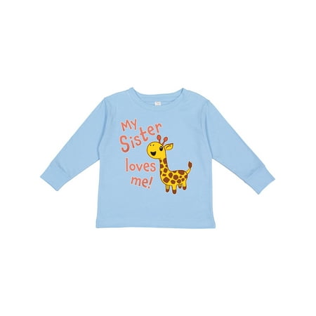 

Inktastic My Sister Loves me- cute giraffe Boys or Girls Long Sleeve Toddler T-Shirt