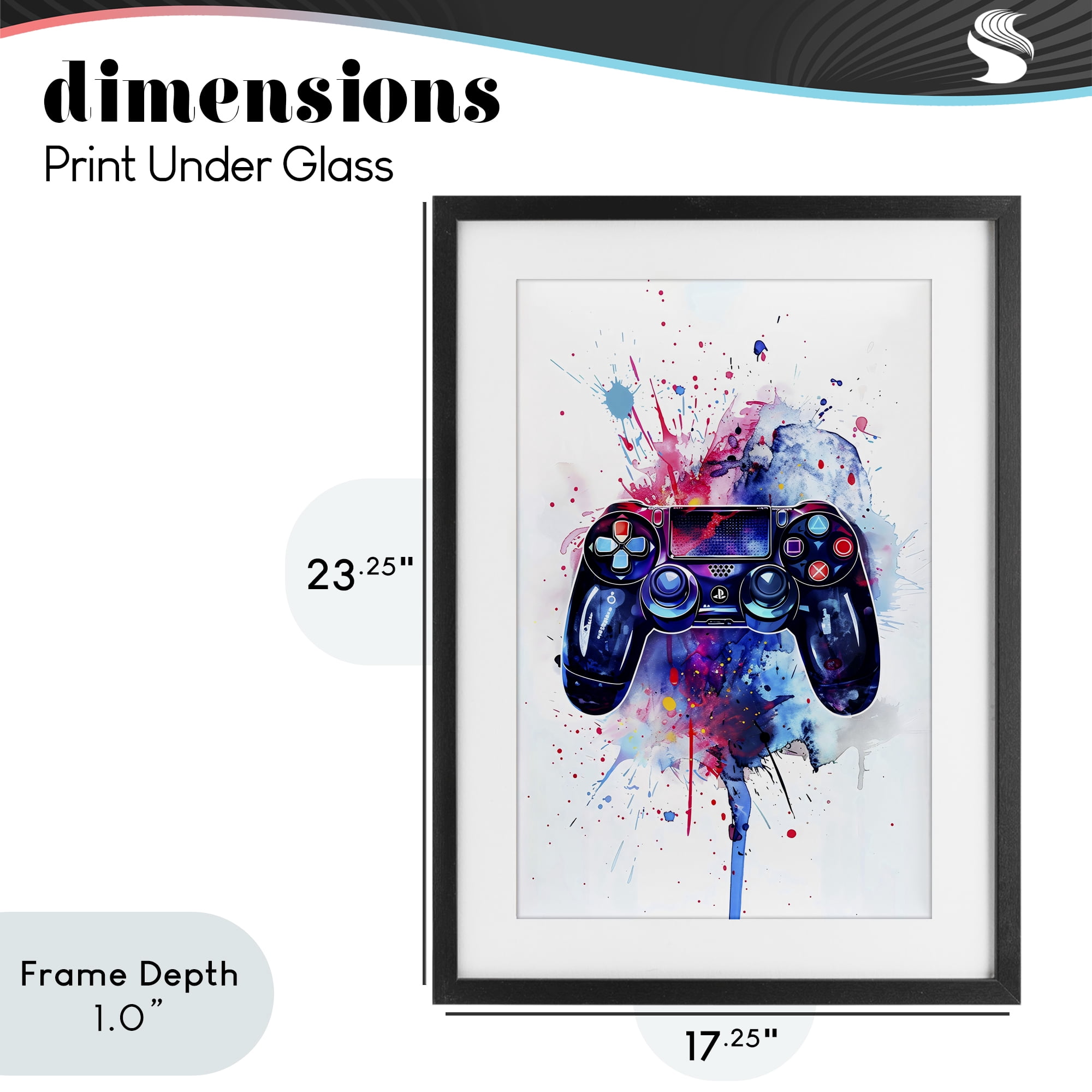 Stupell Industries Burst of Color Controller Black Framed Print Under Glass, design by Creative Studio