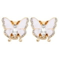 thumbnail image 2 of MRLESS 2pcs Women's Rhinestone Butterfly Cufflinks, Alloy Shirt Cuff Links for Bridal Wedding Party Accessories, Sparkling Crystal Button Covers, 2 of 8