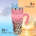 thumbnail image 3 of 40 oz Tumbler with Handle and Straw Leak Proof 40oz Pink Leopard Glitter Cup Insulated Stainless Steel Coffee Travel Mug Leopard Stuff Gift for Women, 3 of 6