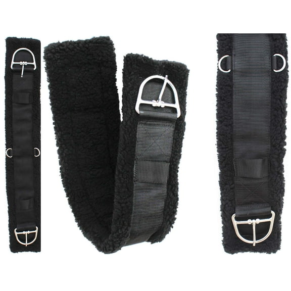 30" Western Black Nylon Webbed Straight Rear Flank Saddle Cinch Fleece 97126BK-30