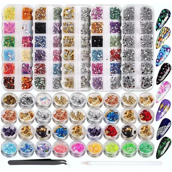 Decoración De Uñas 11440 pcs Rhinestones 36 Macetas Láminas